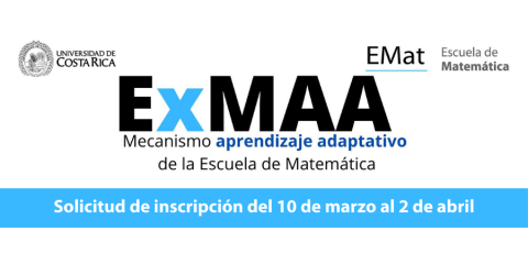 ExMAA Mecanismo aprendizaje adaptativo de la Escuela de Matemática banner solicitud de inscripción